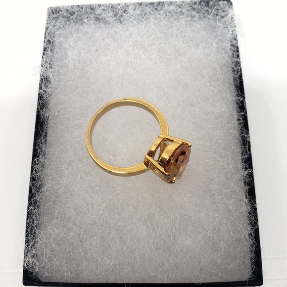 Simulated Orange-Yellow Pear Shaped Gemstone Ring Size 8 - Picture 8 of 10